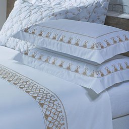 Jogo Cama Lençol Garland Casal Bordado 100% Algodão Acetinado 400 Fios 4 Peças - Branco - 1