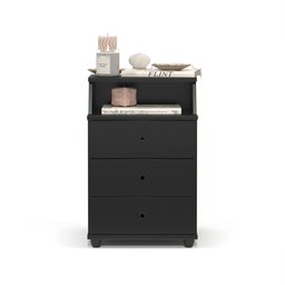 Mesa de Cabeceira 3 Gavetas e Nicho Luxo New -:preto - 1