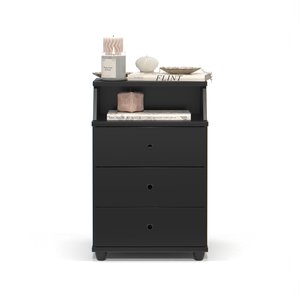 Mesa de Cabeceira 3 Gavetas e Nicho Luxo New -:preto