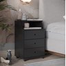Mesa de Cabeceira 3 Gavetas e Nicho Luxo New -:preto - 4