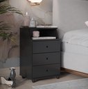 Ver imagem 4 de Mesa de Cabeceira 3 Gavetas e Nicho Luxo New -:preto