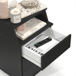 Mesa de Cabeceira 3 Gavetas e Nicho Luxo New -:preto - 2