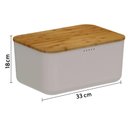 Ver imagem 4 de Conjunto Porta Pão com Tampa Caixa 33cm e Tábua Migalheira Bege Base Bambu 33x23cm Lume ou