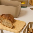 Ver imagem 6 de Conjunto Porta Pão com Tampa Caixa 33cm e Tábua Migalheira Bege Base Bambu 33x23cm Lume ou