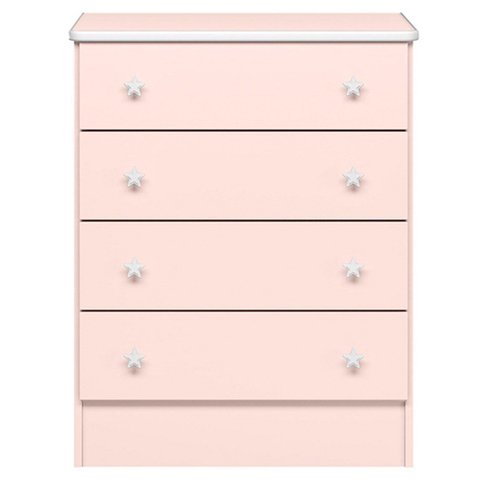 Cômoda Infantil 4 Gavetas Mdp Doce Mel Rosa