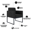 Ver imagem 6 de Kit 3 Poltronas Decorativas para Sala Recepção Base Fixa Metal Helô L02 Linho Chumbo - Lyam