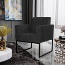 Ver imagem 4 de Kit 3 Poltronas Decorativas para Sala Recepção Base Fixa Metal Helô L02 Linho Chumbo - Lyam