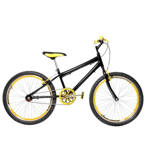 Bicicleta Masculina Aro 24 Aero Cor Preta e Amarela