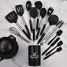 CONJUNTO UTENSILIO COZINHA SILICONE KIT 15 PEÇAS CABO INOX - PRETO - 3