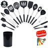 CONJUNTO UTENSILIO COZINHA SILICONE KIT 15 PEÇAS CABO INOX - PRETO - 2