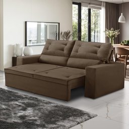 Sofá Retrátil e Reclinável 2 Lugares com Molas 1,50m Lana Suede Marrom Rover & Beato - 1