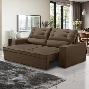 Sofá Retrátil e Reclinável 2 Lugares com Molas 1,50m Lana Suede Marrom Rover & Beato