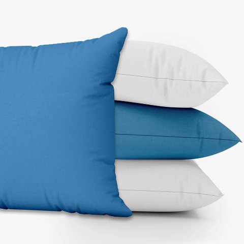 Kit 4 Capas Almofadas Decorativas Duplas Lisas 45x45 Id Decor:Azul Bebê e Branco