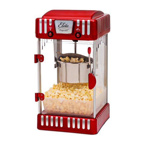 Elite Gourmet Pipoqueira Elétrica Retro 2.5oz com Bandeja Removível (vermelha)