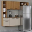 Ver imagem 1 de Cozinha Compacta 5 Portas 1 Gaveta Isis Yescasa Marrom/Cinamon/Offwhite
