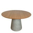 Ver imagem 1 de Mesa de Jantar Cone Redonda 100 Cm Base Cimento Concreto Tampo Freijó