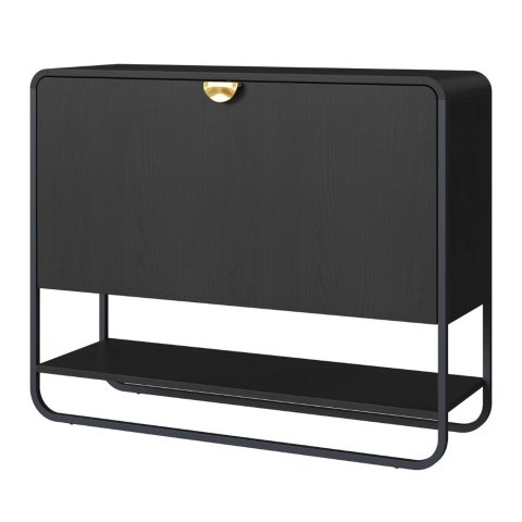 Sapateira Orgânica Luna Artesano 93 Cm (largura) em Mdp Nero Uma Porta Base Metal Preto