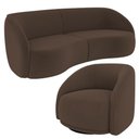 Ver imagem 1 de Kit Sofá 4 Lugares Eron 288cm com Poltrona Giratória Angelina M03 Veludo Marrom - Lyam Decor