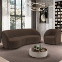 Ver imagem 2 de Kit Sofá 4 Lugares Eron 288cm com Poltrona Giratória Angelina M03 Veludo Marrom - Lyam Decor