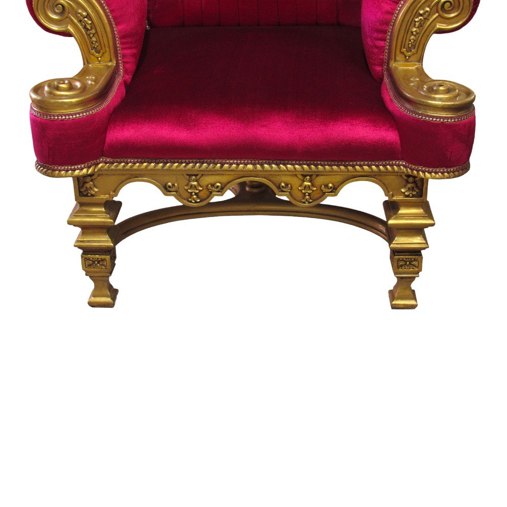 Poltrona Clássica Vermelho com Detalhes Dourado - 167x117x97 Prime Home Decor 15342 - 6