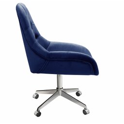 Cadeira Escritório Giratória Lua Capitonê Poltrona com Rodinhas Home Office - Suede Azul Marinho - 3