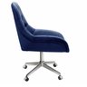 Cadeira Escritório Giratória Lua Capitonê Poltrona com Rodinhas Home Office - Suede Azul Marinho - 3
