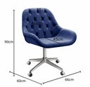Ver imagem 4 de Cadeira Escritório Giratória Lua Capitonê Poltrona com Rodinhas Home Office - Suede Azul Marinho