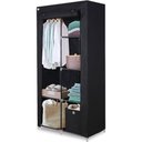 Ver imagem 1 de Guarda Roupa Duplo Portatil Cabideiro Arara Roupas 5 Prateleiras Armario Dobravel Organizador Preto