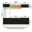 Ver imagem 4 de Armário de Cozinha Completa 270cm Branco Preto Agata Madesa 03