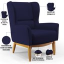 Ver imagem 4 de Kit 02 Poltronas Decorativa Fixa Base de Madeira Milena D02 Veludo Azul Marinho B-304 - Lyam Decor