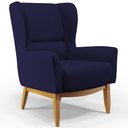Ver imagem 3 de Kit 02 Poltronas Decorativa Fixa Base de Madeira Milena D02 Veludo Azul Marinho B-304 - Lyam Decor