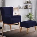 Ver imagem 2 de Kit 02 Poltronas Decorativa Fixa Base de Madeira Milena D02 Veludo Azul Marinho B-304 - Lyam Decor