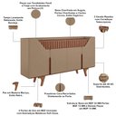 Ver imagem 5 de Aparador Buffet para Sala de Jantar 4 Portas 2 Gavetas Ripadas 180cm Volga B02 Fendi Freijó - Lyam