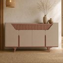 Ver imagem 3 de Aparador Buffet para Sala de Jantar 4 Portas 2 Gavetas Ripadas 180cm Volga B02 Fendi Freijó - Lyam