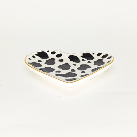 Prato Porta Anéis de Coração c/ pintas pretas