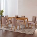 Ver imagem 1 de Mesa de Jantar Copper 180cm Madeira com 6 Cadeiras Diane Mdf Moderna Mobília