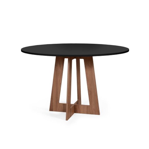 Mesa de Jantar Redonda 90cm 4 Lugares Montreal MDF Preto e Noronha  - Straub Web