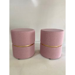 Kit 2 Puff com Cinta Dourada Meio:rosa - 2