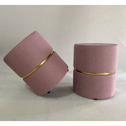 Kit 2 Puff com Cinta Dourada Meio:rosa - 1