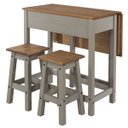 Ver imagem 4 de Mesa Dobrável e 2 Banquetas de Madeira Maciça Cinza Lavado