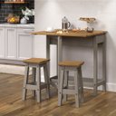 Ver imagem 6 de Mesa Dobrável e 2 Banquetas de Madeira Maciça Cinza Lavado