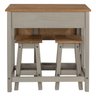 Mesa Dobrável e 2 Banquetas de Madeira Maciça Cinza Lavado - 3