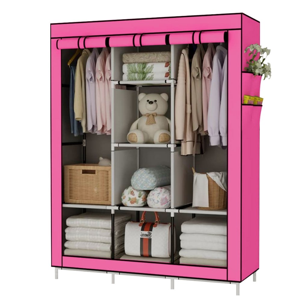 Ver imagem 1 de Guarda Roupa Portátil Dobrável 3 Portas Cor Rosa