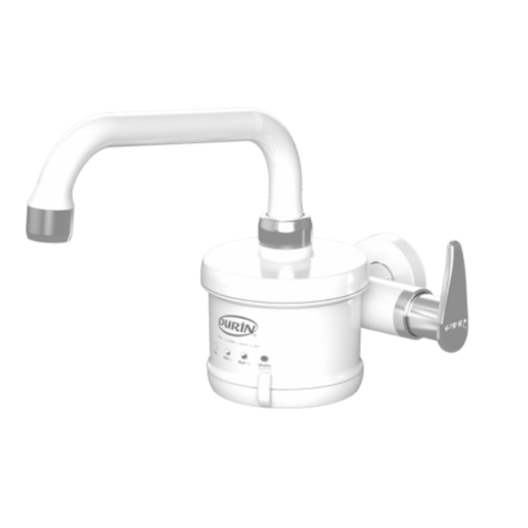 Torneira Elétrica Plus P/ Cozinha Parede Bica Horizontal 4 T Branco e Cromado 127v 4800w Durín