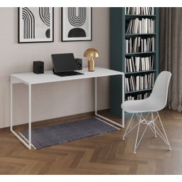 Escrivaninha Industrial Grécia 120x53 Ferro Branco Tampo Branco - 1