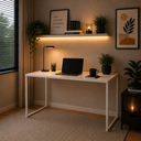 Ver imagem 1 de Mesa Escrivaninha Home Office Industrial Grécia de 120x53 Ferro Branco Tampo Branco
