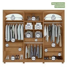 Guarda Roupa Casal 6 Portas 5 Gavetas Únique Móveis Lopas - 8