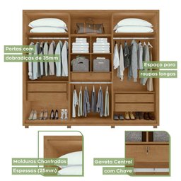 Guarda Roupa Casal 6 Portas 5 Gavetas Únique Móveis Lopas - 7