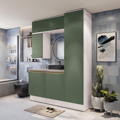 Conjunto para Banheiro Kappesberg Celeste 6 Peças Branco/verde 170cm