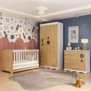 Ver imagem 2 de Quarto de Bebê Completo Berço Americano 3 em 1 Colchão Sonho Multimóveis Mp4639 Branco/madeirado